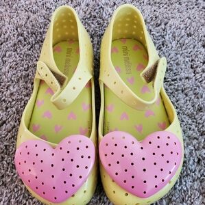 Mini Melissa Kids' Yellow and Pink Heart Shoes